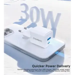 МЗП Choetech (USB-C+USB-A) White (PD5012-EU-WH) UA