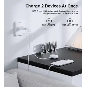МЗП Choetech (USB-C+USB-A) White (PD5012-EU-WH) UA