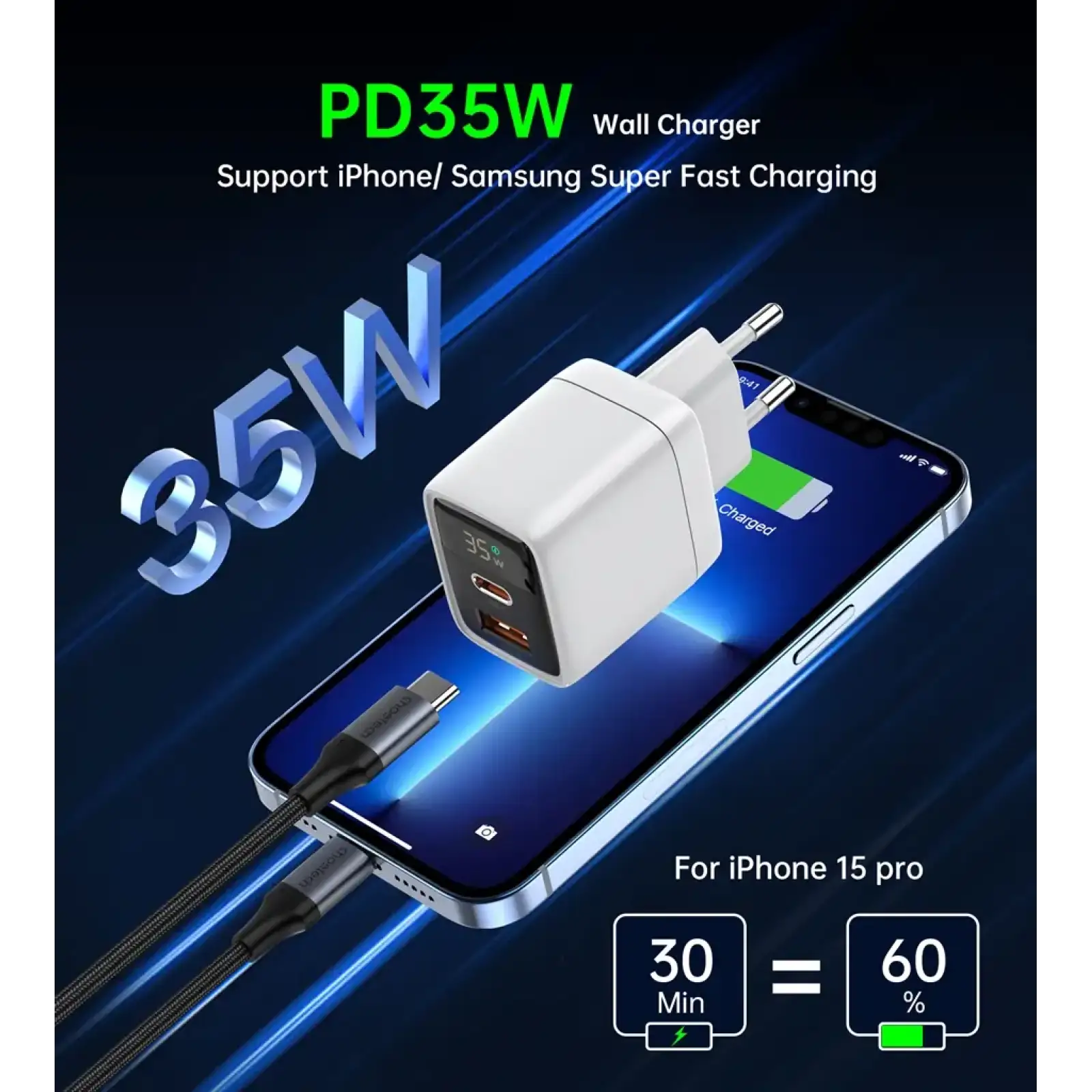 МЗП Choetech (USB-C+USB-A) White (PD6052-EU-WH) UA