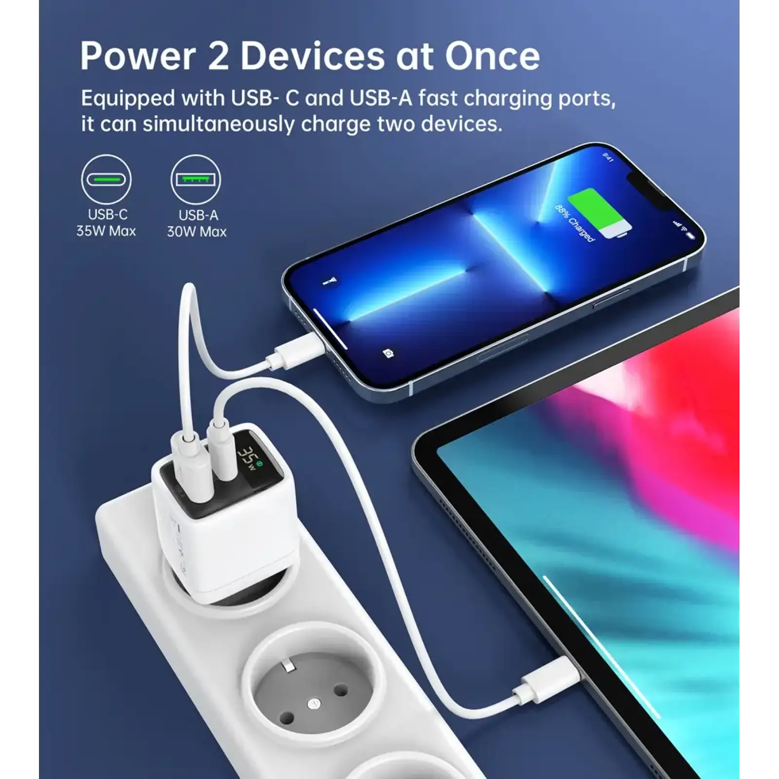 МЗП Choetech (USB-C+USB-A) White (PD6052-EU-WH) UA