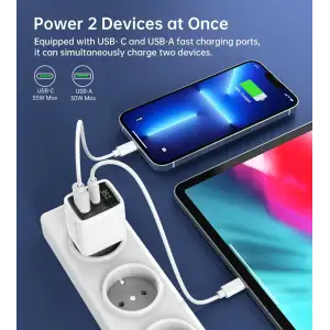 МЗП Choetech (USB-C+USB-A) White (PD6052-EU-WH) UA