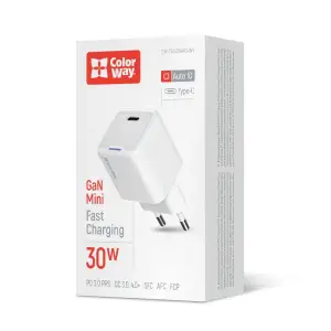 МЗП ColorWay GaN Mini 30W PD Port PPS USB-C White (CW-CHS054PD-WT) UA