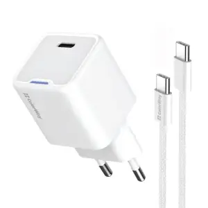 МЗП ColorWay GaN Mini 30W PD Port PPS USB-C White (CW-CHS054PDC-WT) + кабель USB Type-C UA