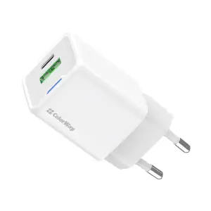 МЗП ColorWay GaN Mini 35W PD Port PPS USB (Type-C PD + USB QC4.0) White (CW-CHS055PD-WT) UA