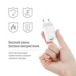 МЗП ColorWay GaN Mini 35W PD Port PPS USB (Type-C PD + USB QC4.0) White (CW-CHS055PD-WT) UA