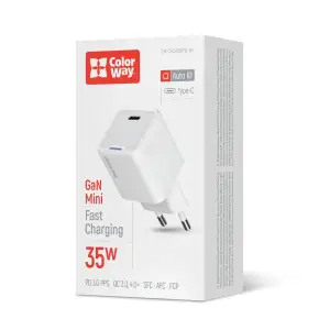 МЗП ColorWay GaN Mini 35W PD Port PPS USB-C White (CW-CHS056PD-WT) UA