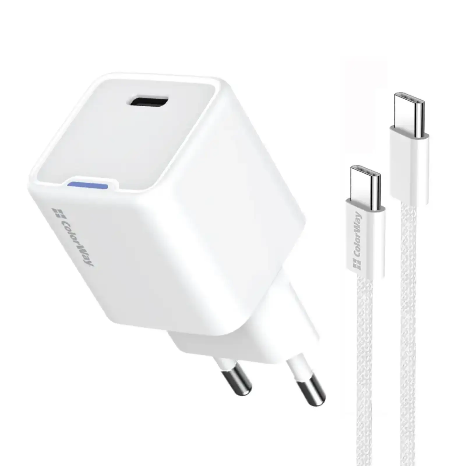 СЗУ ColorWay GaN Mini 35W PD Port PPS USB-C White (CW-CHS056PDC-WT) + кабель USB Type-C UA
