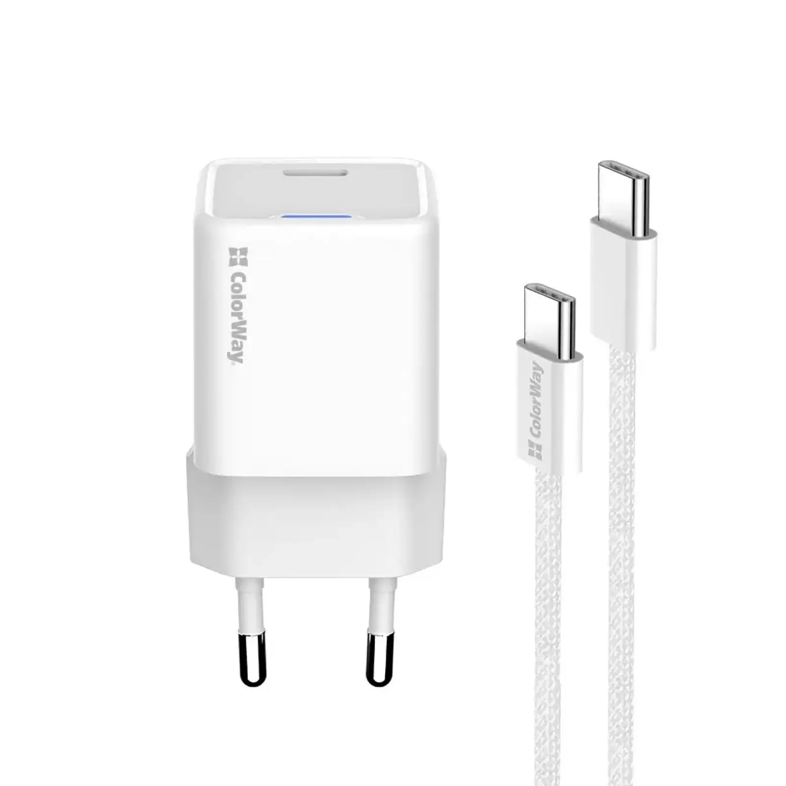СЗУ ColorWay GaN Mini 35W PD Port PPS USB-C White (CW-CHS056PDC-WT) + кабель USB Type-C UA