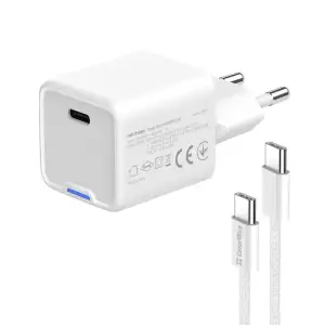 СЗУ ColorWay GaN Mini 35W PD Port PPS USB-C White (CW-CHS056PDC-WT) + кабель USB Type-C UA