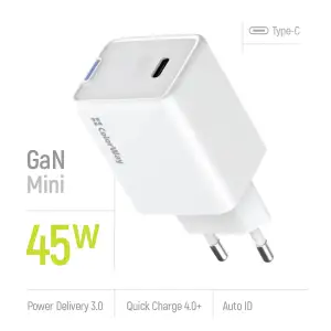 СЗУ ColorWay GaN Mini 45W PD Port PPS USB-C White (CW-CHS057PD-WT) UA