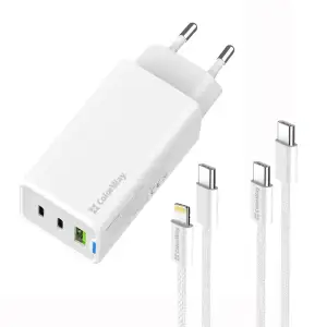 МЗП ColorWay GaN Mini 65W PD Port PPS USB (USB-2C1A) White (CW-CHS058PDCL-WT) + кабель Type-C&Lightning UA