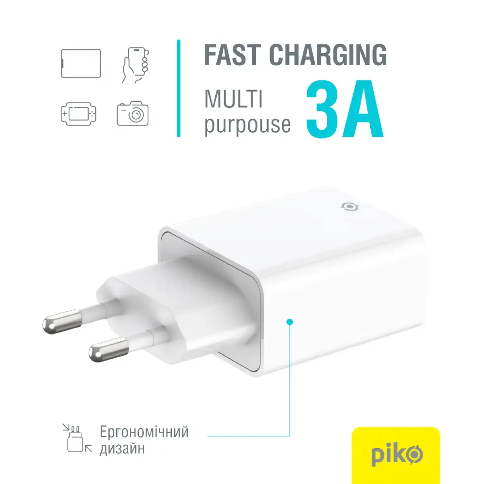 СЗУ Piko TC-PD332 (1USB-Cx3A, 1USBx3A) 33W White (1283126597794) UA