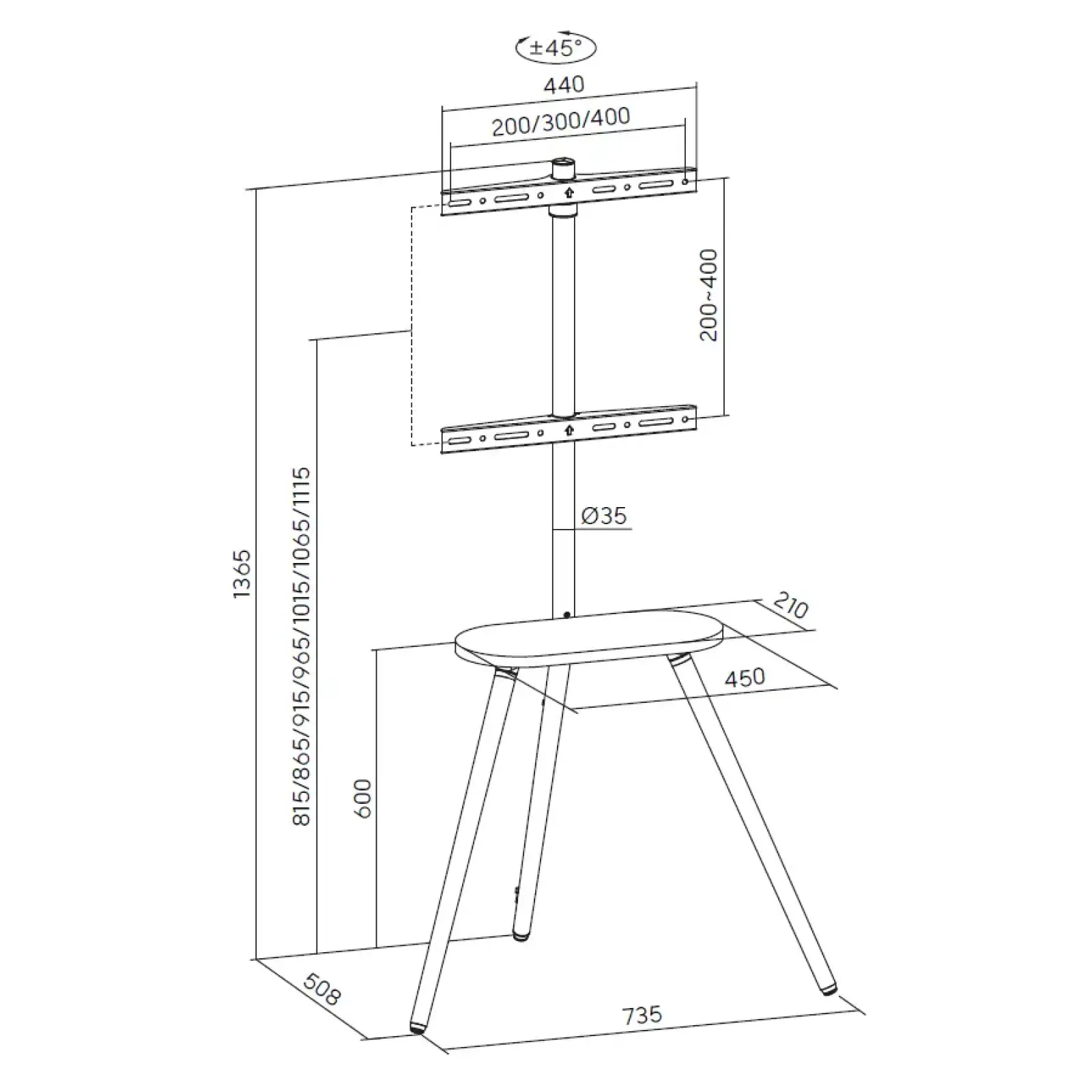 Підлогова стійка OfficePro TVS226 (VESA400х400) UA