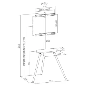 Підлогова стійка OfficePro TVS226 (VESA400х400) UA