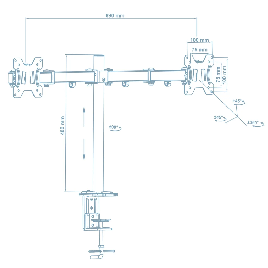 Кронштейн Walfix DM-400B (для 2-х мониторов) UA