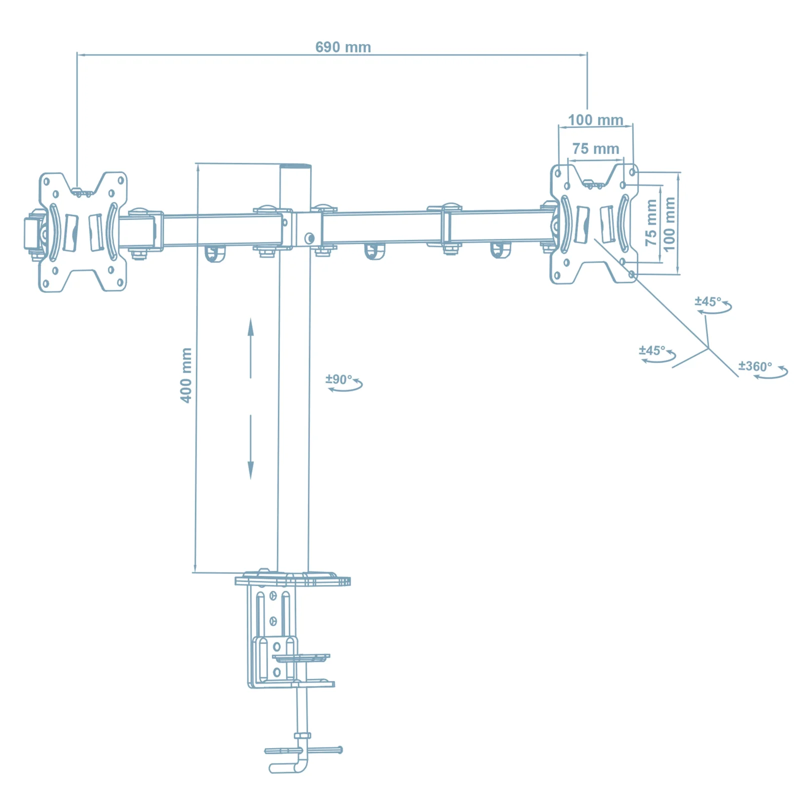 Кронштейн Walfix DM-400B (для 2-х мониторов) UA