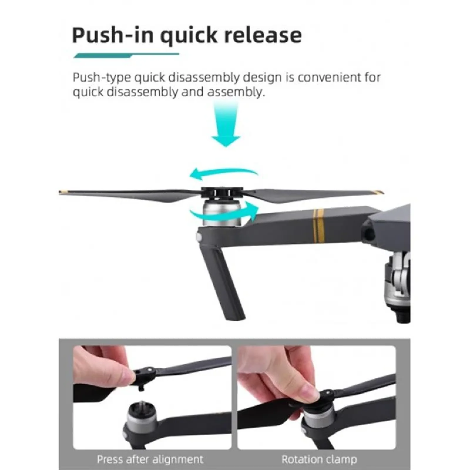 Пропеллеры лопасти винты SK для DJI Mavic Pro Platinum Quick Props (4шт) Black/Silver (32861866063BS) UA