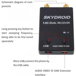Приймач FPV радіо сигналу Skydroid 5.8G для Android Dual Black (1005005930052108DB) UA
