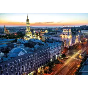 Пазл дерев`яний UkrainianPuzzles Успенський собор і центр Харкова UA