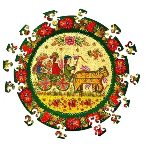Пазл дерев`яний UkrainianPuzzles Петриківське весілля UA