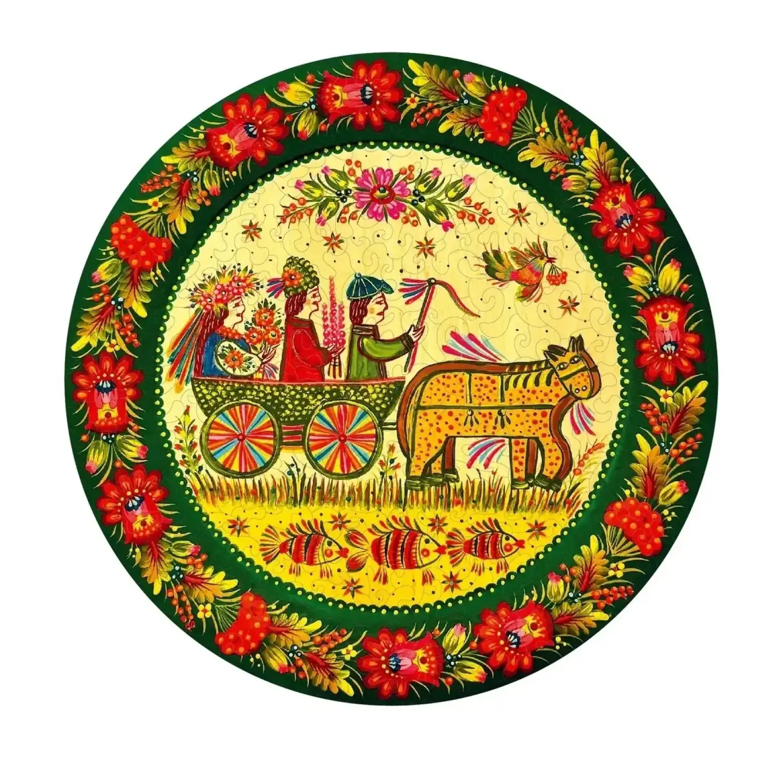 Пазл дерев`яний UkrainianPuzzles Петриківське весілля UA