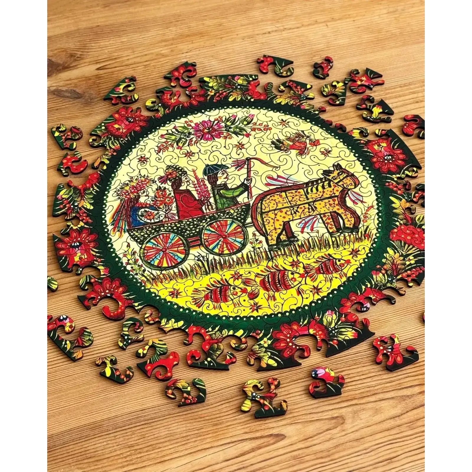 Пазл дерев`яний UkrainianPuzzles Петриківське весілля UA
