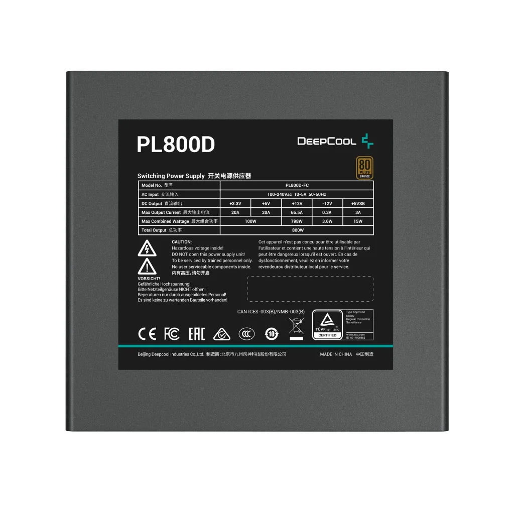 Блок питания DeepCool PL800D (R-PL800D-FC0B-EU-V2) 800W UA