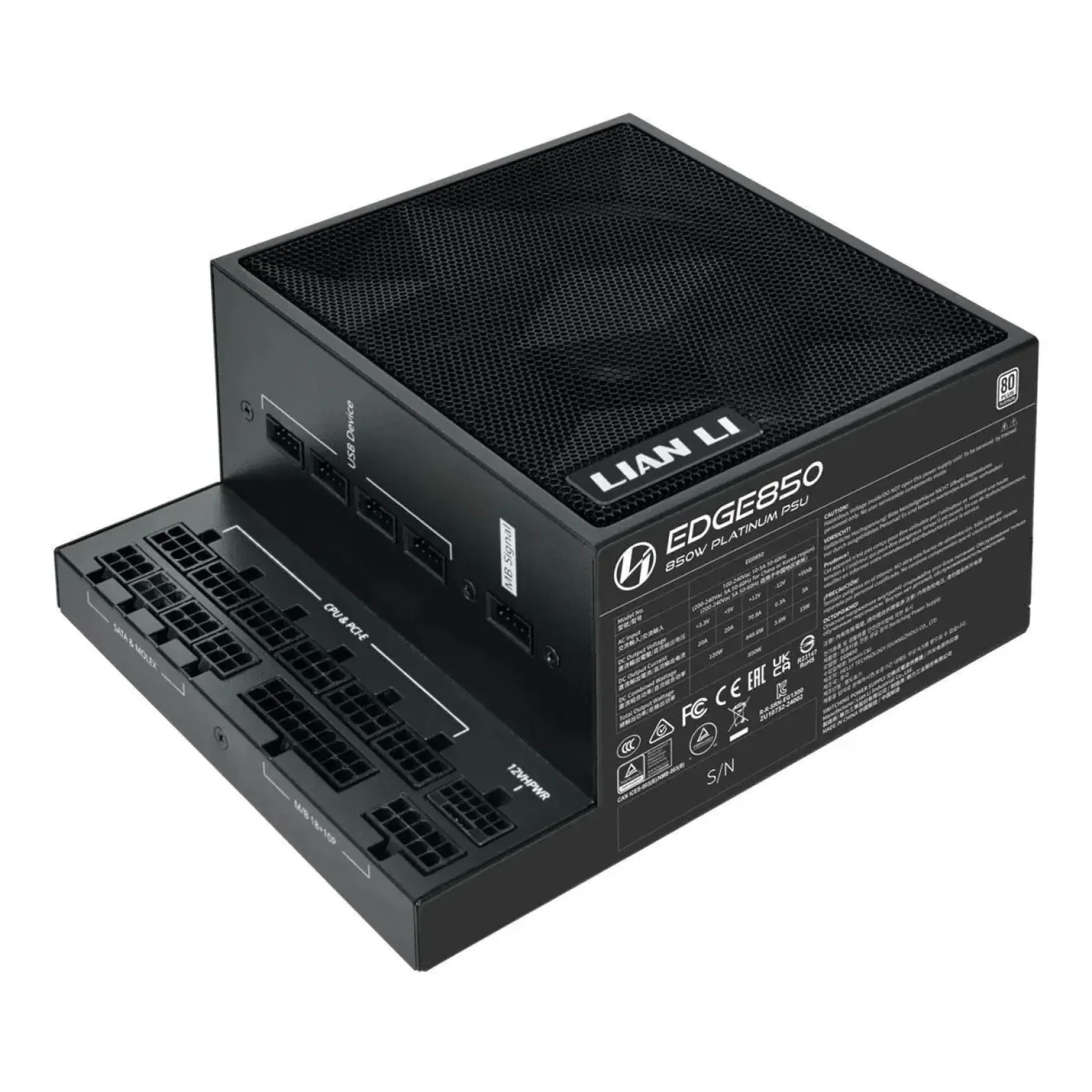 Блок питания Lian Li EDGE850, 80 Plus Platinum, Black, EU Cord (G9P.EG0850.BE00.EU) UA