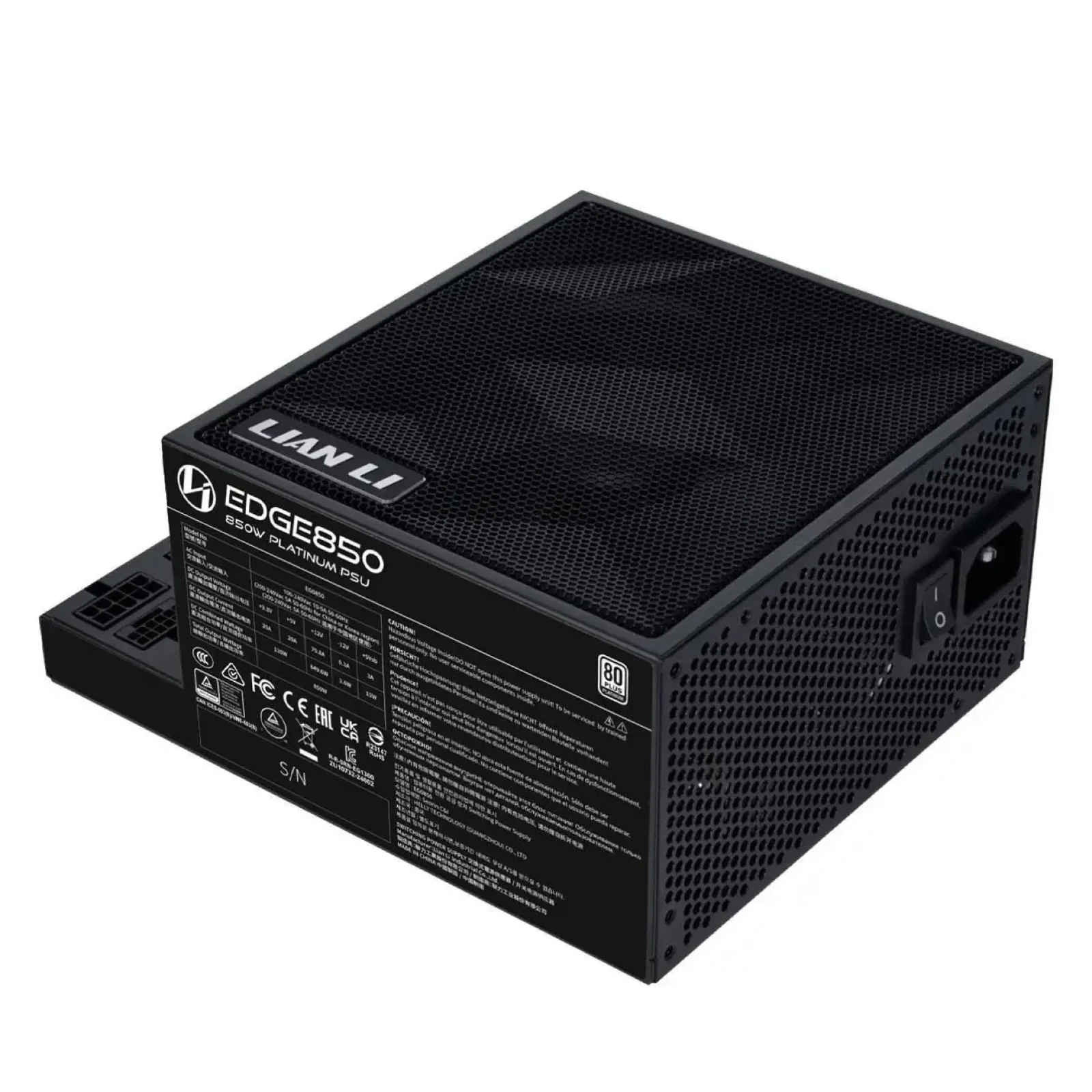 Блок питания Lian Li EDGE850, 80 Plus Platinum, Black, EU Cord (G9P.EG0850.BE00.EU) UA