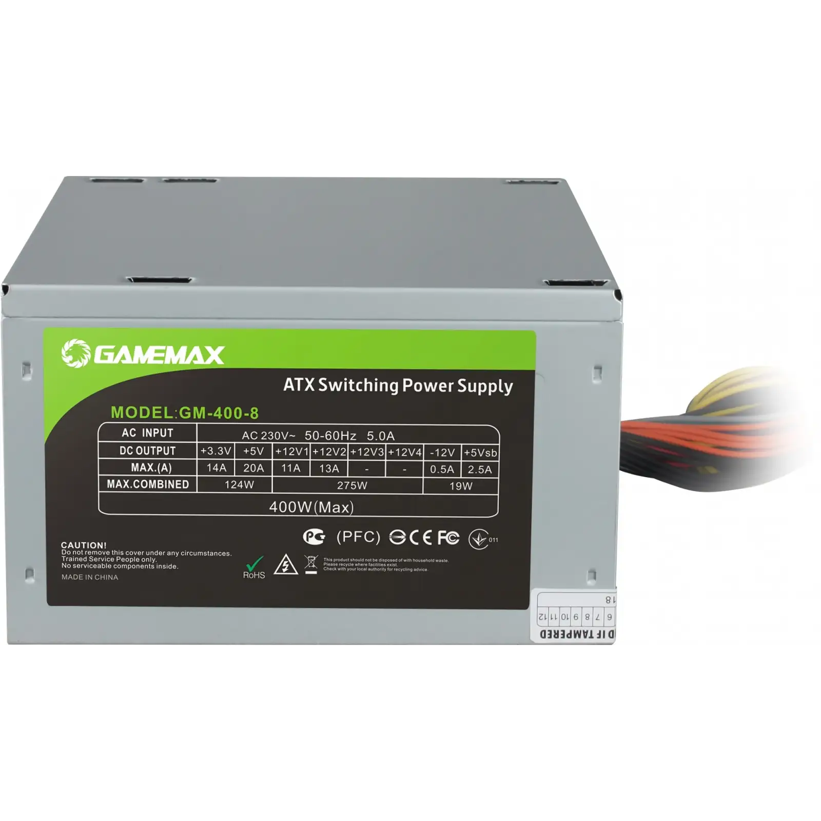 Блок живлення GameMax GM-400-8CM, 400W bulk, GM-400-8CM bulk UA