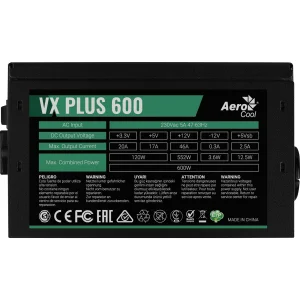 Блок живлення AeroCool VX Plus Stealth 600 (ACPN-VS60NEY.12) 600W UA