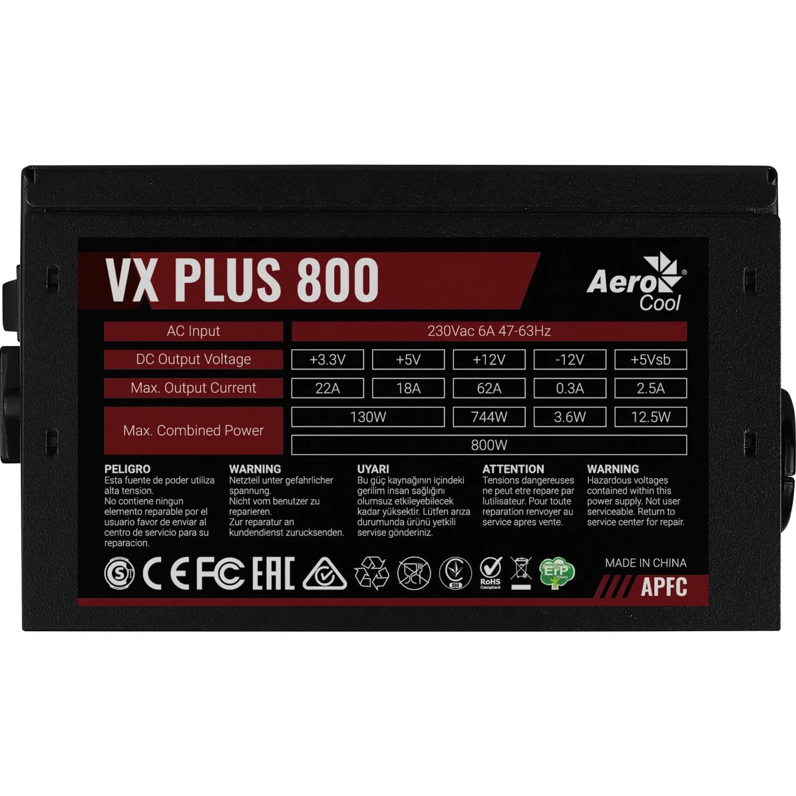 Блок живлення AeroCool VX Plus Stealth 800 (ACPN-VS80AEY.12) 800W UA