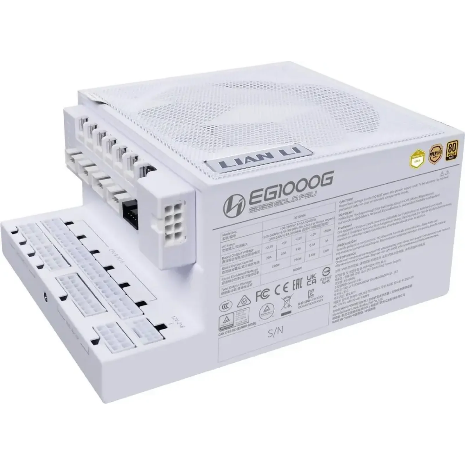 Блок живлення Lian Li Edge Gold 1000W White with Hub, EU Cord (G9P.EG1000G.WH00.EU) UA