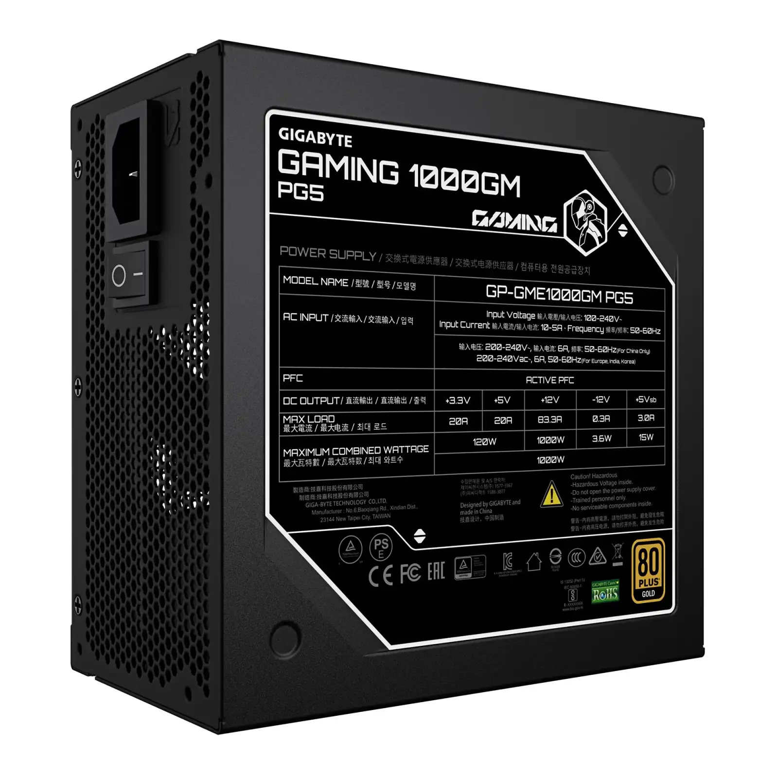 Блок питания Gigabyte Gaming 1000GM PG5 1000W (GP-GME1000GM PG5) UA