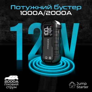 Пускозарядний пристрій Promate SparkTank-20 20000mAh 1000A/2000A Jump Starter Black UA