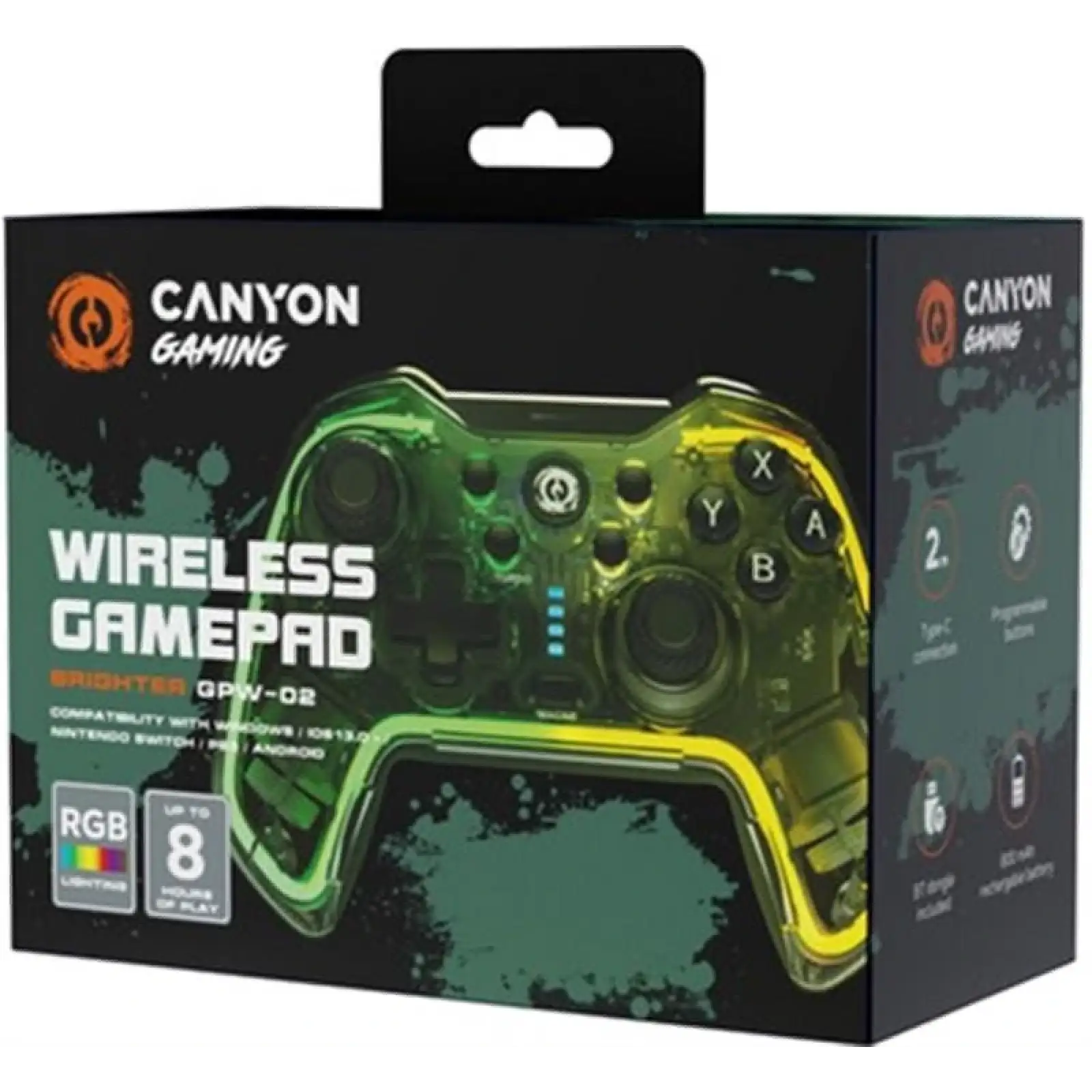 Геймпад беспроводной Canyon CND-GPW02 Green/Yellow USB UA
