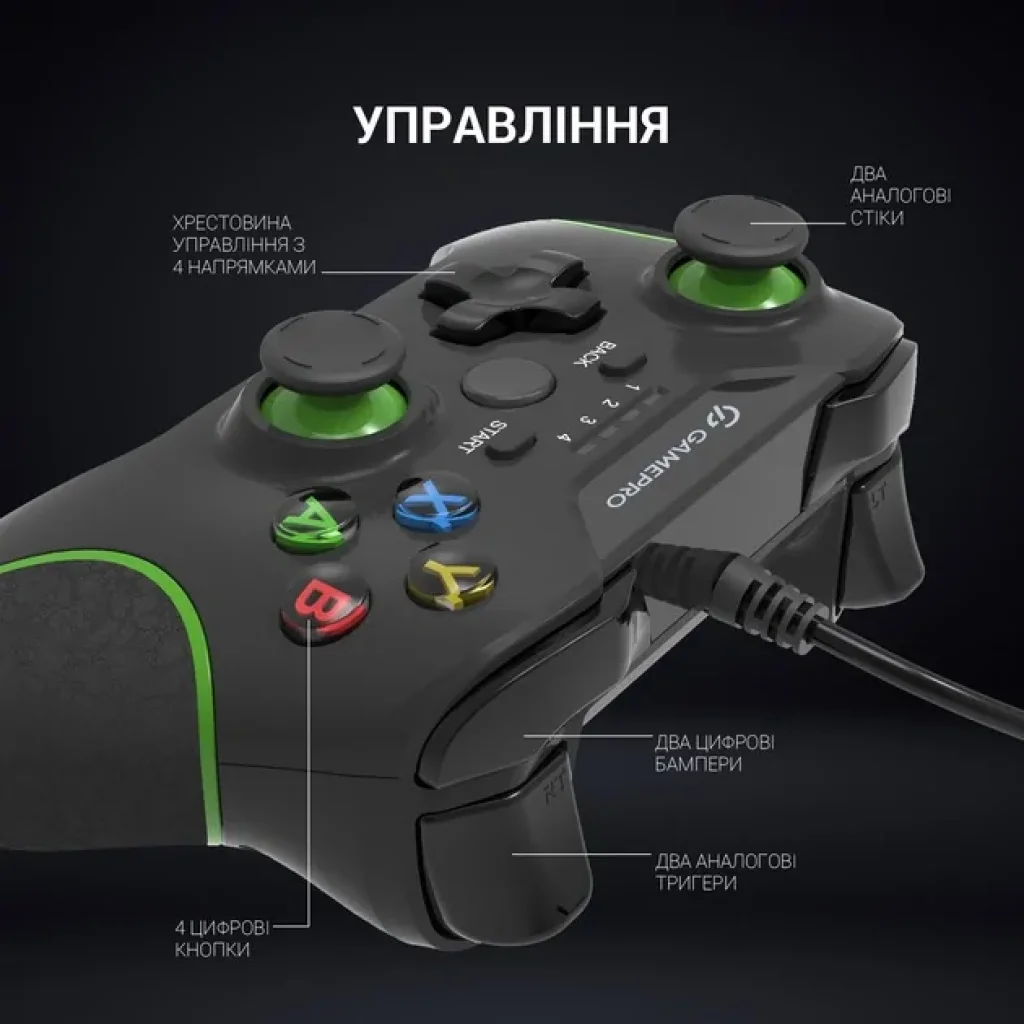 Геймпад GamePro MG450B Black/Green UA