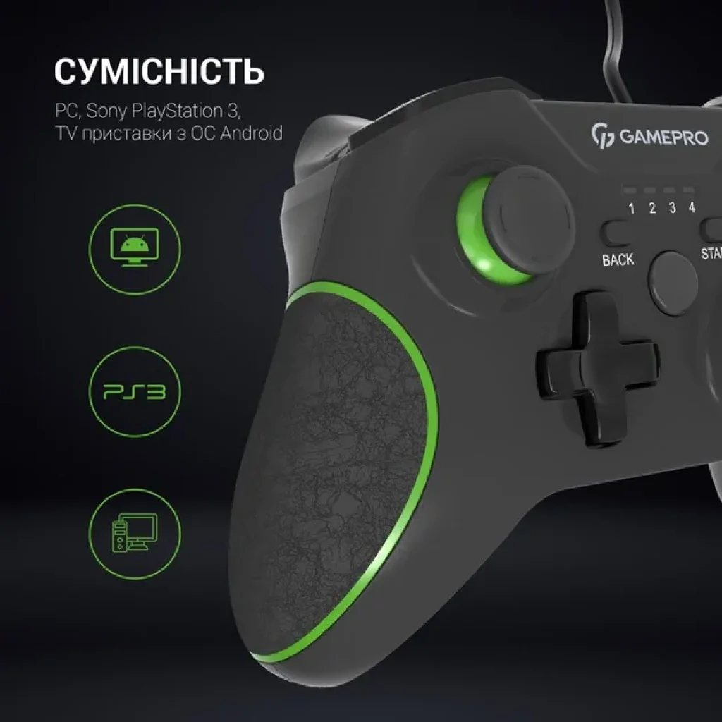 Геймпад GamePro MG450B Black/Green UA