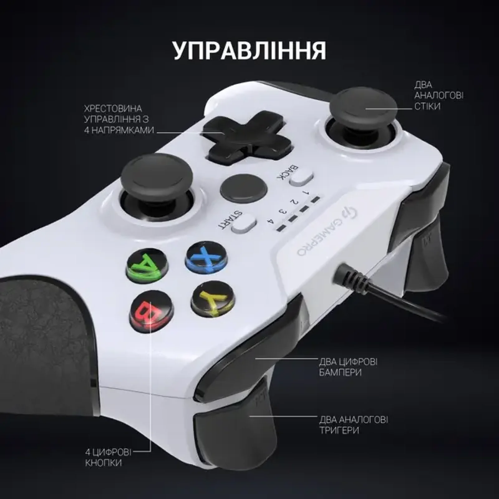 Геймпад GamePro MG450W White/Black UA