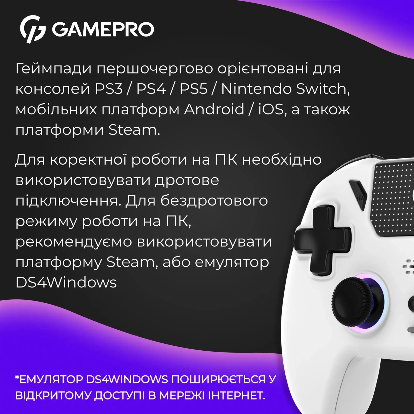 Геймпад GamePro GPS20W White UA