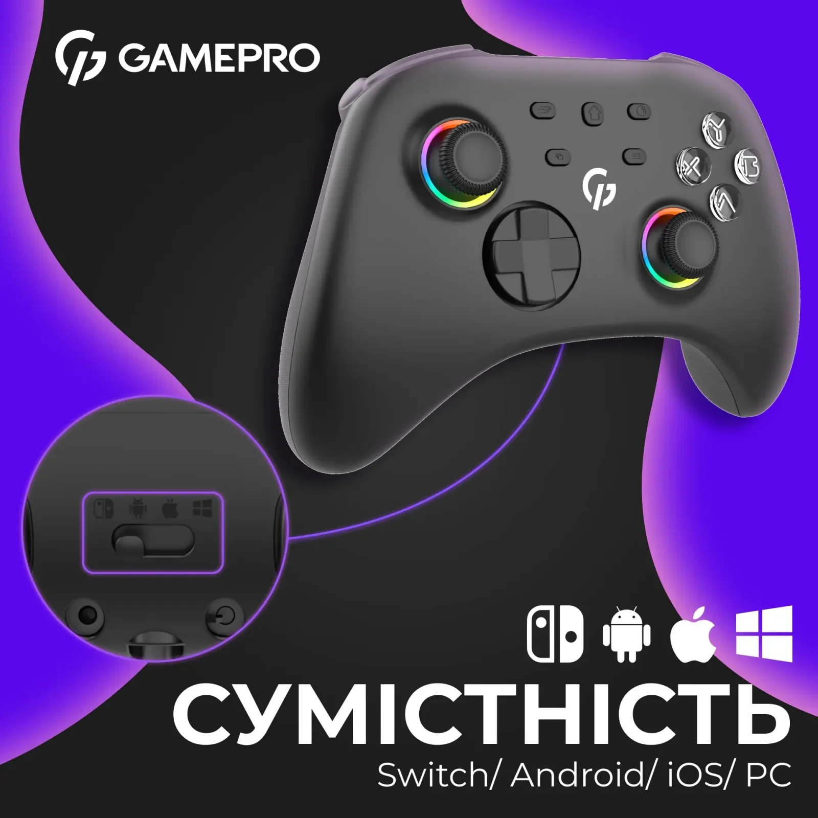 Геймпад GamePro с зарядной станцией GPX13BDOC Black UA