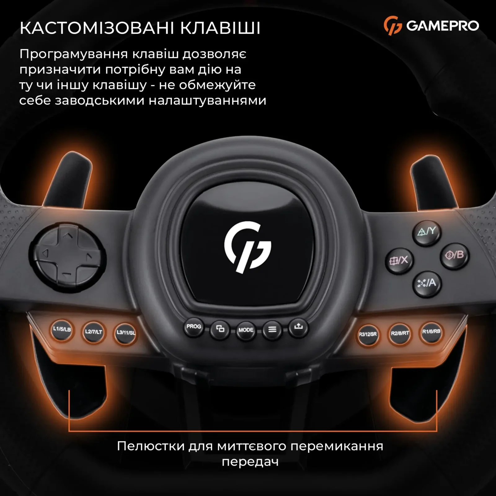 Руль GamePro RW038PM с педалями и коробкой передач UA