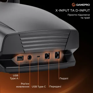 Руль GamePro RW070PM с педалями и коробкой передач UA