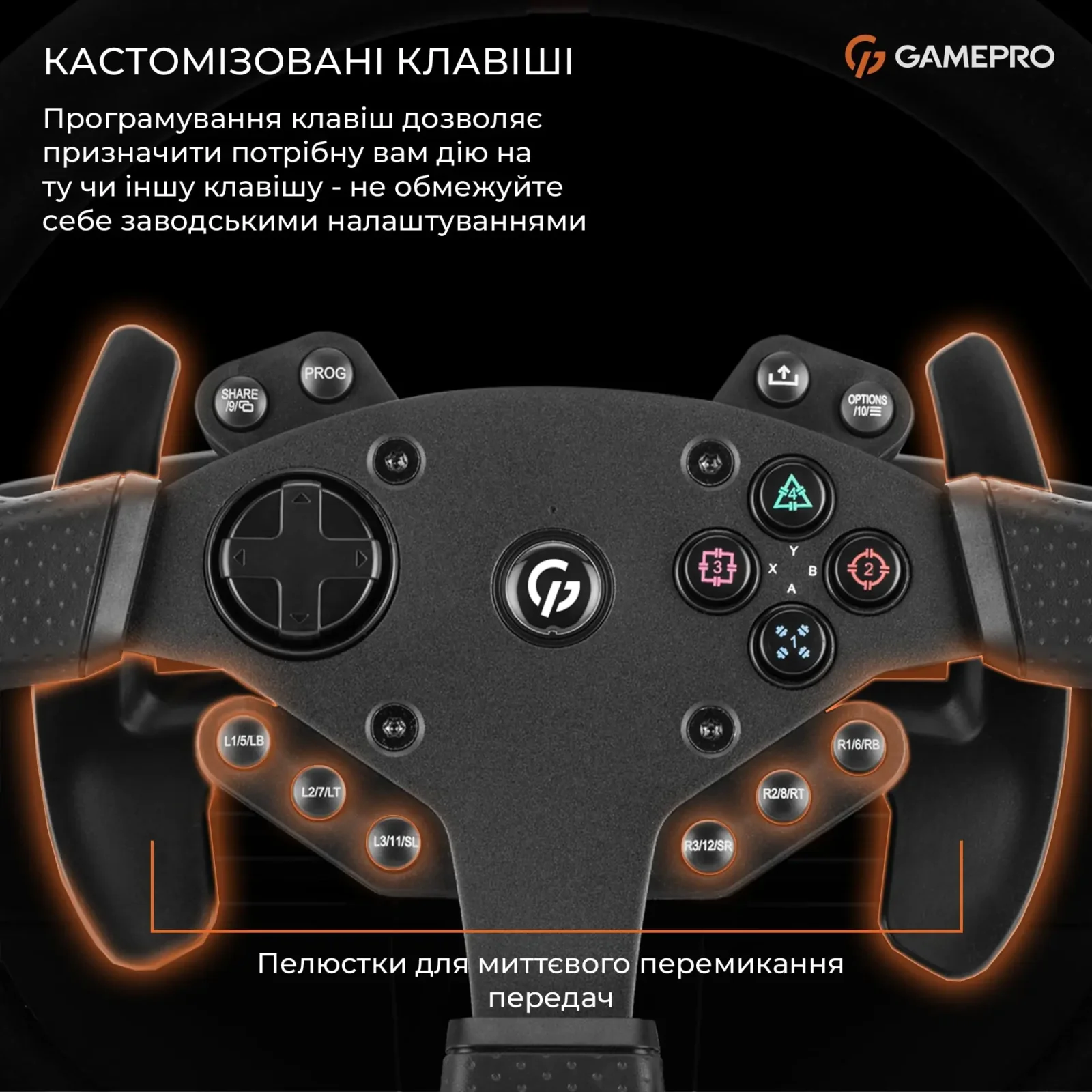 Руль GamePro RW070PM с педалями и коробкой передач UA