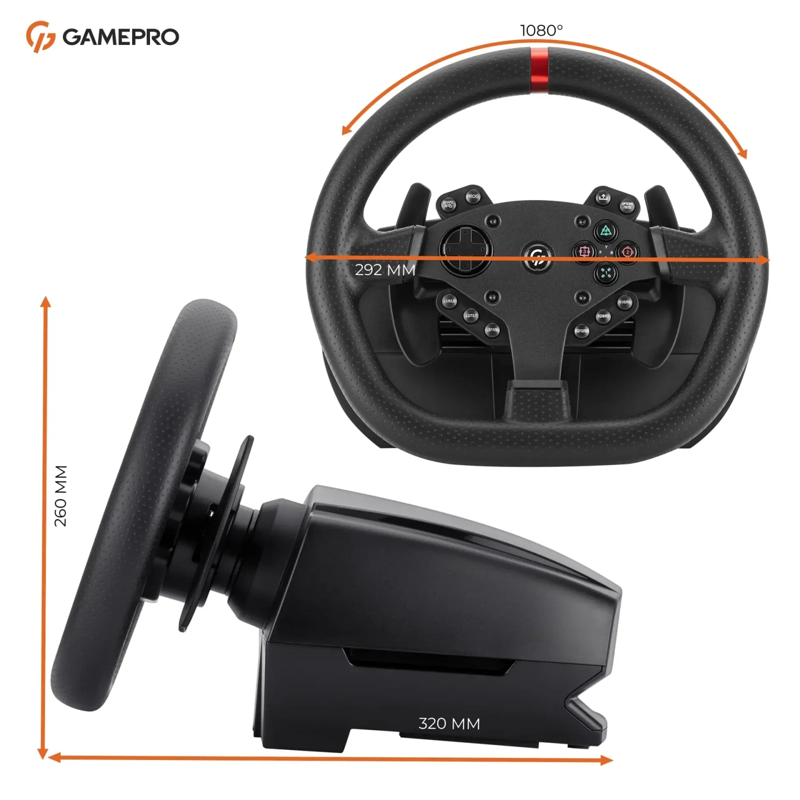 Руль GamePro RW070PM с педалями и коробкой передач UA