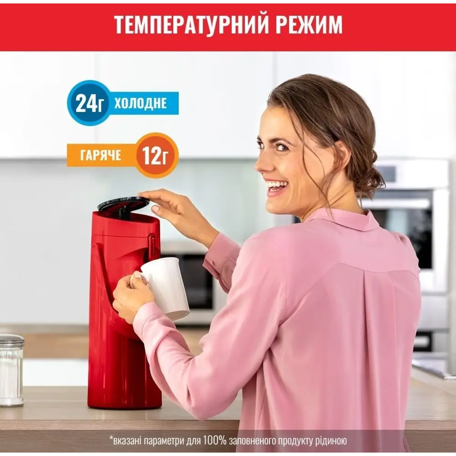 Термос Tefal Ponza Pump 1.9 л Red (K3140314) UA