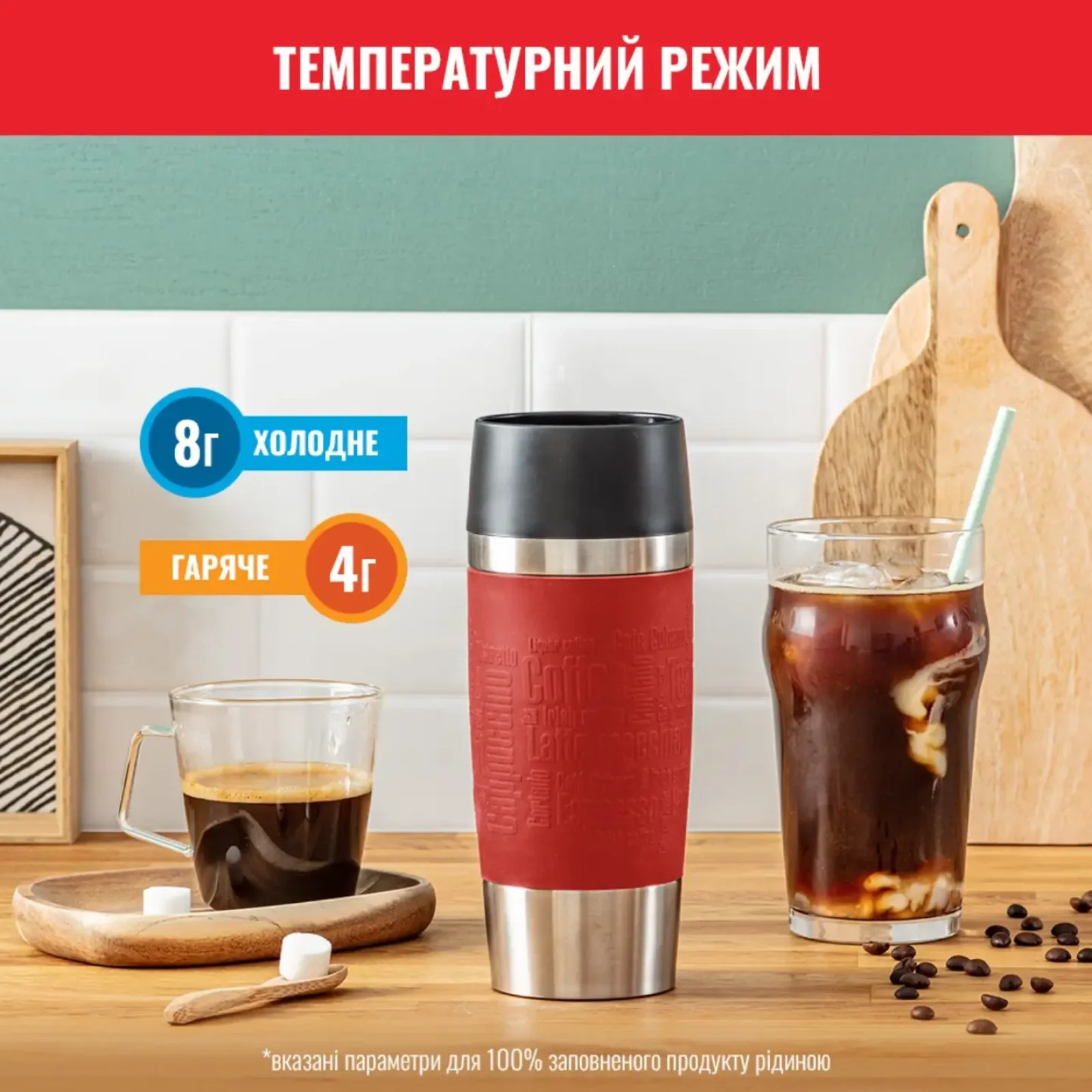 Термочашка Tefal Travel Mug Classic 360 мл Red (N2020410) UA