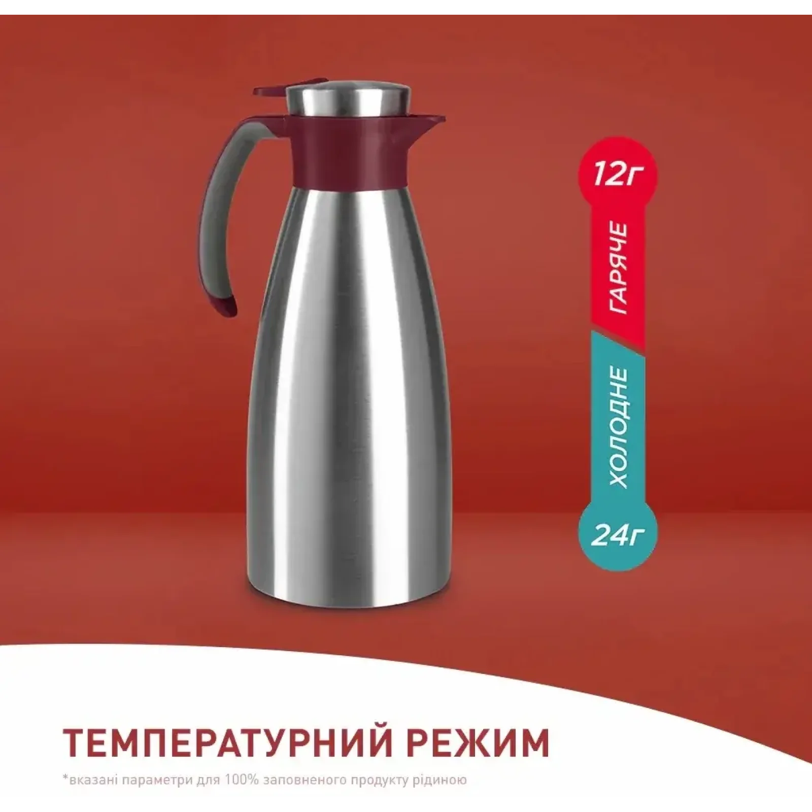 Термокувшин Tefal Soft Grip 1.5 л Burgundy (K3042214) UA