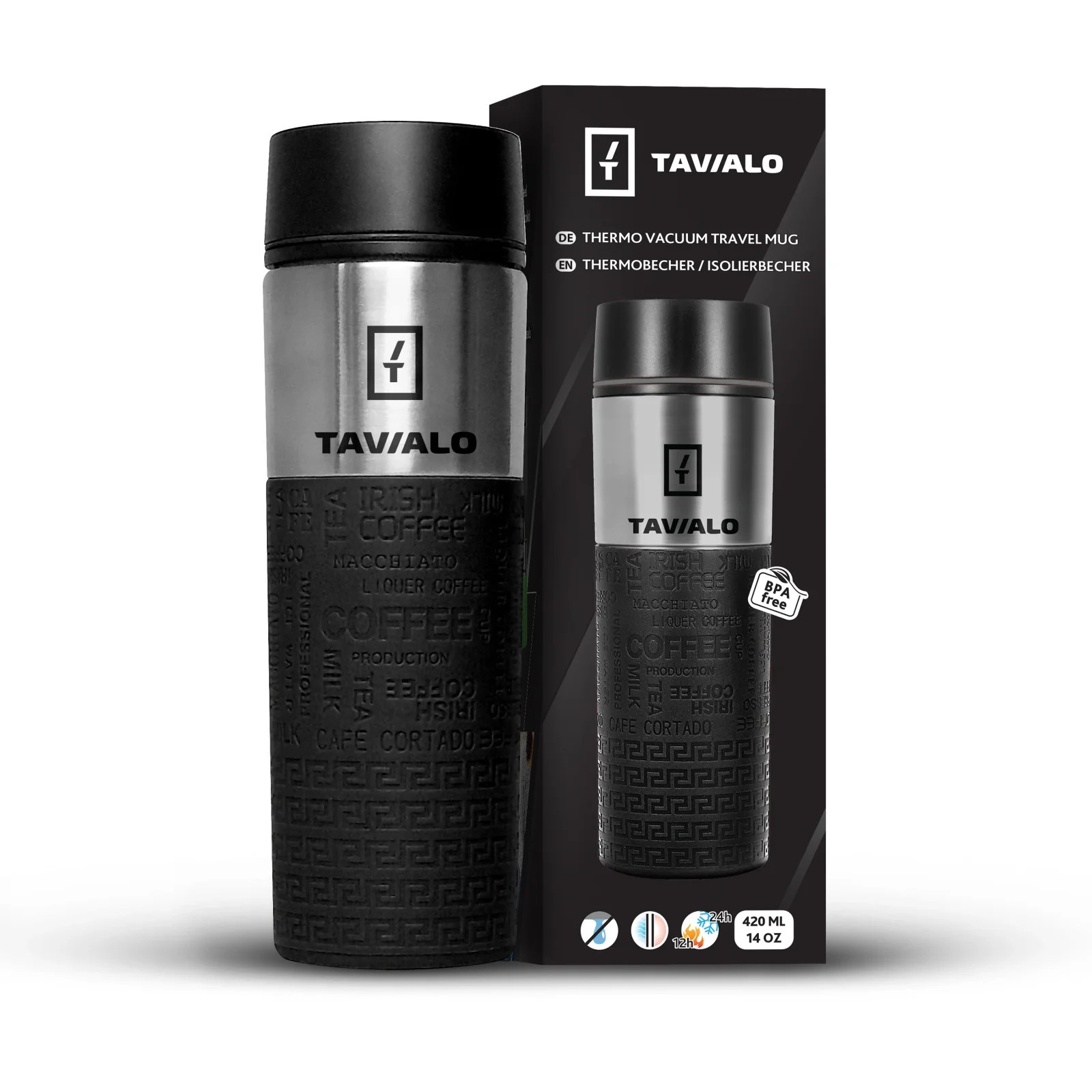 Термокружка Tavialo 420мл Black (190420101) UA
