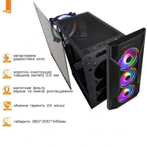 Корпус Frime Legion Black USB 3.0 без БЖ (Legion-U3-GLS-4DTRMLT16.6WP) UA
